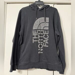 The North Face Faded Grey Black Logo Hooded Sweatshirt
